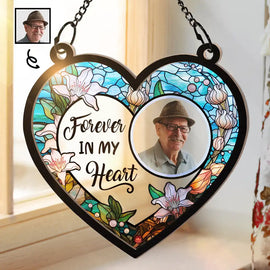 Custom Photo Forever In Our Hearts - Personalized Window Hanging Suncatcher Ornament