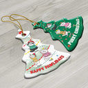 Cat Lovers,Cat Mom,Cat Dad,Funny,Happy,Christmas - Cat Climbing Christmas Tree - Personalized Tree Ceramic Ornament