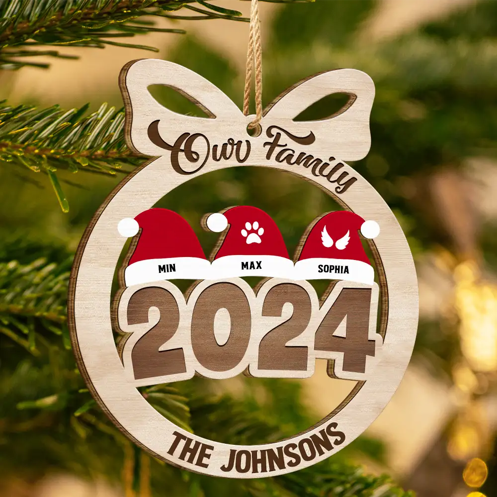 Family - 2024 Christmas Our Family - Personalized Wooden Cutout Ornament