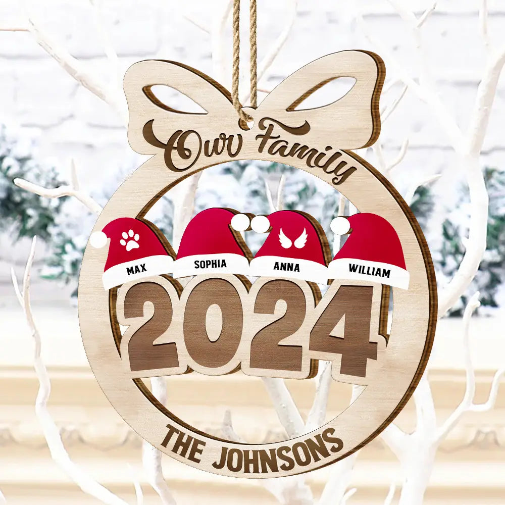 Family - 2024 Christmas Our Family - Personalized Wooden Cutout Ornament