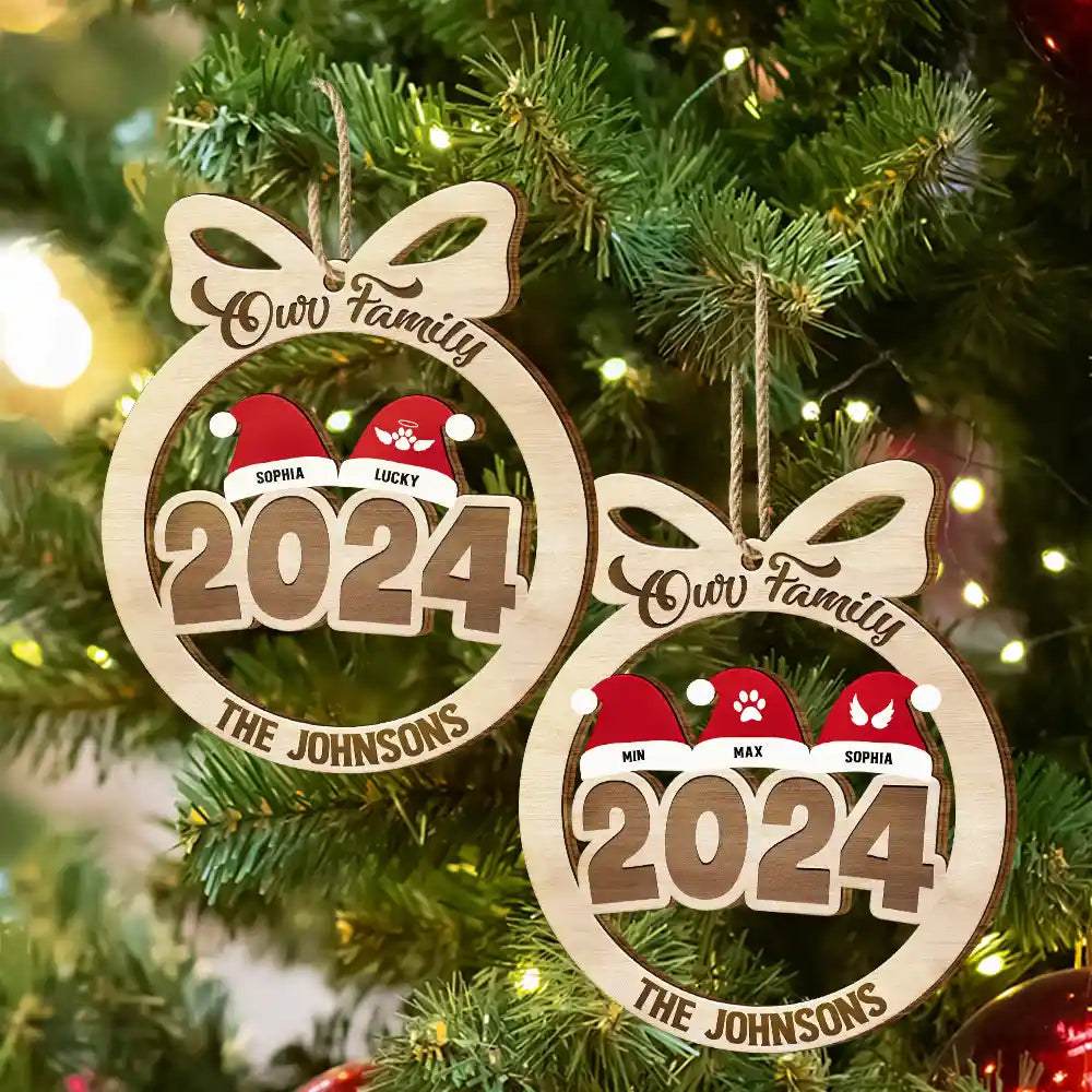 Family - 2024 Christmas Our Family - Personalized Wooden Cutout Ornament