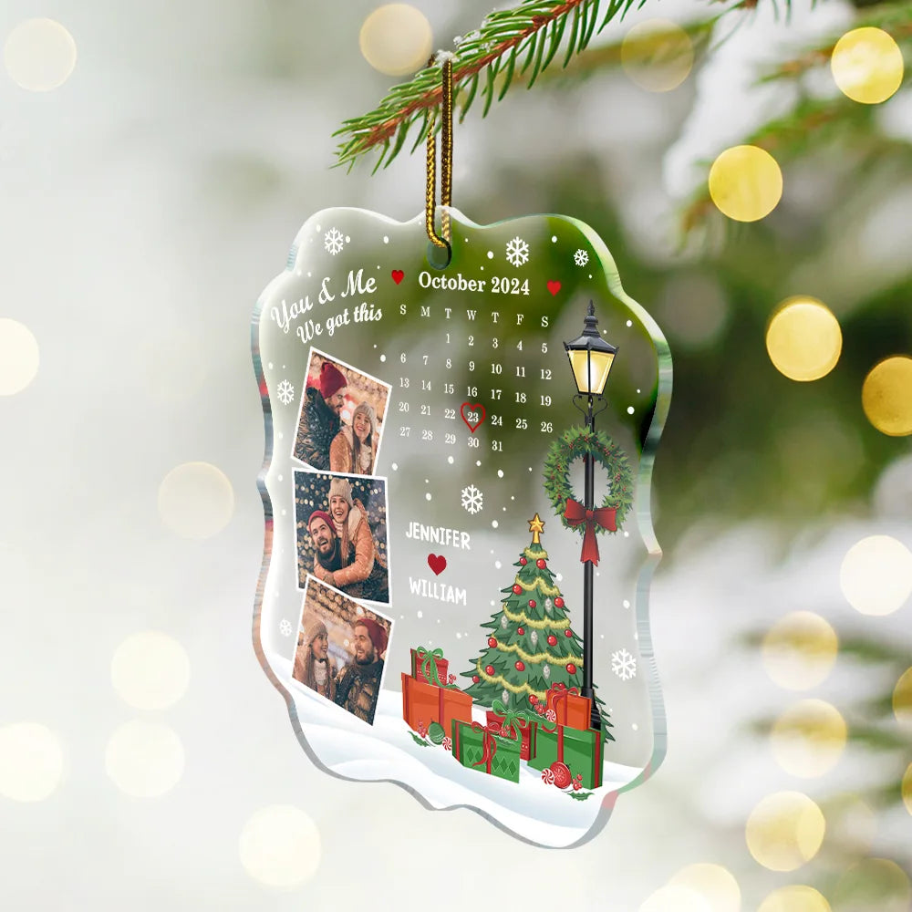 Christmas,Custom Photo - Christmas Custom Photo Calendar The Day Our Journey Began - Personalized Custom Shaped Acrylic Ornament