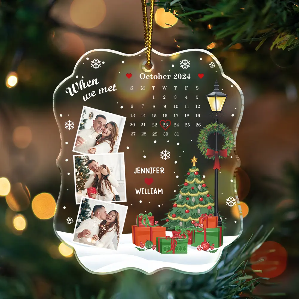 Christmas,Custom Photo - Christmas Custom Photo Calendar The Day Our Journey Began - Personalized Custom Shaped Acrylic Ornament