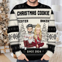 Gift For Couples, Gift For Husband, Gift For Wife, Gift For Boyfriend, Gift For Girlfriend - Christmas Couple Cookie Tester & Baker - Personalized Unisex Ugly Sweater