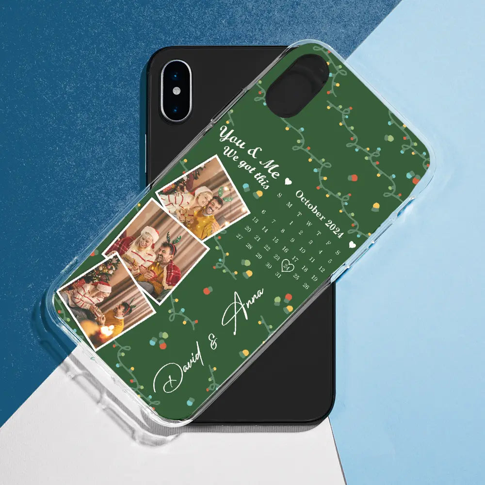 Gift For Husband,Gift For Wife,Gift For Boyfriend,Gift For Girlfriend - Custom Photo Calendar The Day Our Journey Began Christmas Version - Personalized Clear Phone Case