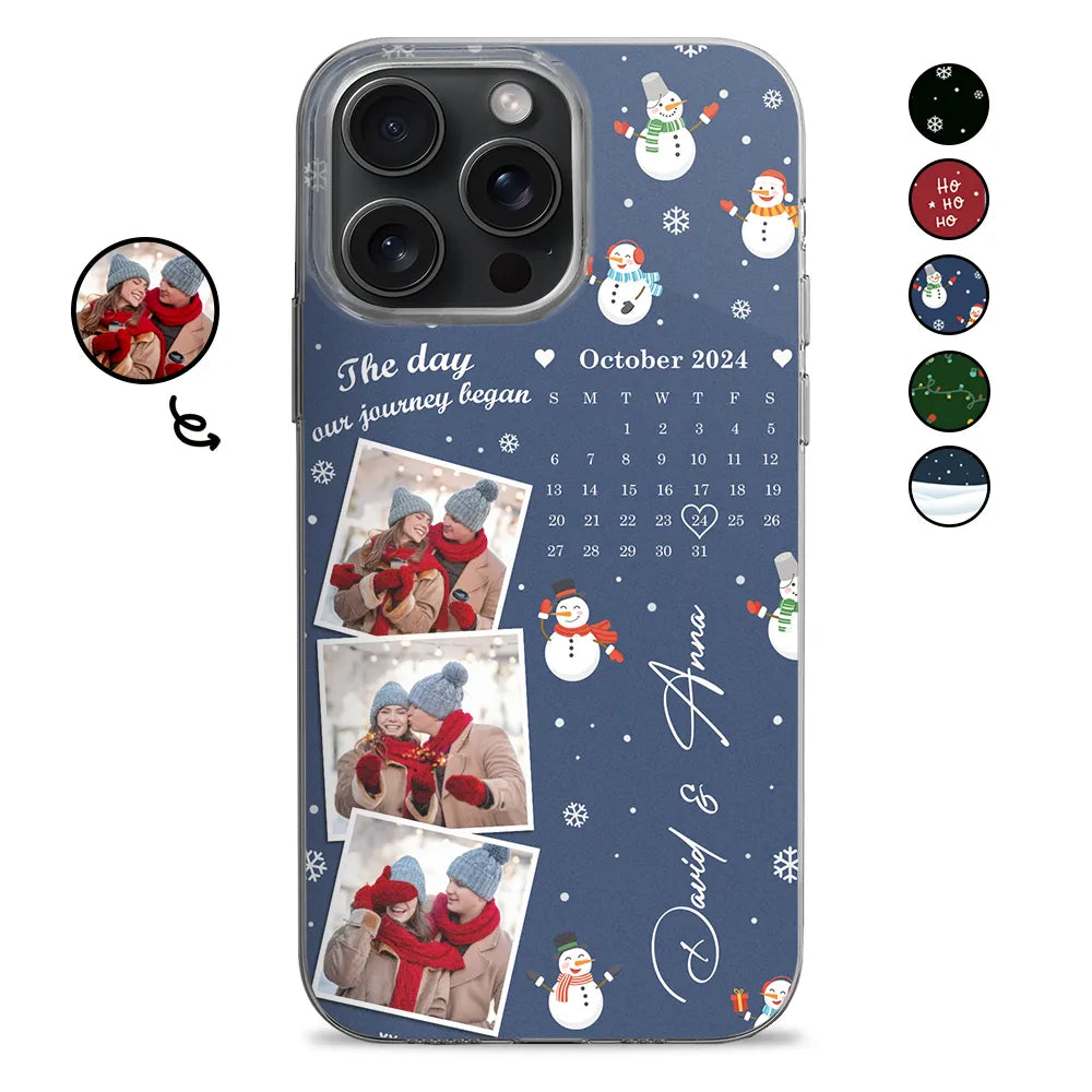 Gift For Husband,Gift For Wife,Gift For Boyfriend,Gift For Girlfriend - Custom Photo Calendar The Day Our Journey Began Christmas Version - Personalized Clear Phone Case