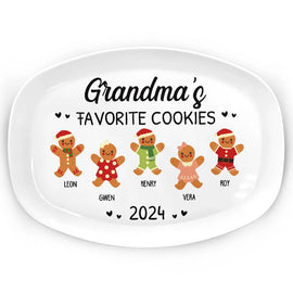 Gift For Grandma, Gift For Grandparents - Christmas Grandma Favorite Cookies - Personalized Plate