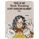 Reading, Pet Lovers, Cat Lovers, Dog Lovers - My Book Reading & Cat Cuddling Blanket - Personalized Fleece Blanket, Sherpa Blanket