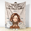 Reading, Pet Lovers, Cat Lovers, Dog Lovers - My Book Reading & Cat Cuddling Blanket - Personalized Fleece Blanket, Sherpa Blanket