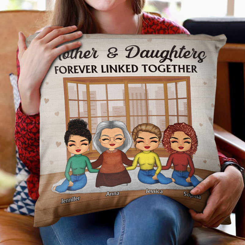 Mother & Daughter Forever Linked Together - Personalized Custom Pillow