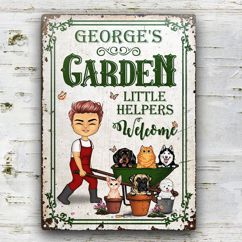 Garden Little Helpers Welcome - Gift For Gardening Lovers - Personalized Custom Classic Metal Signs