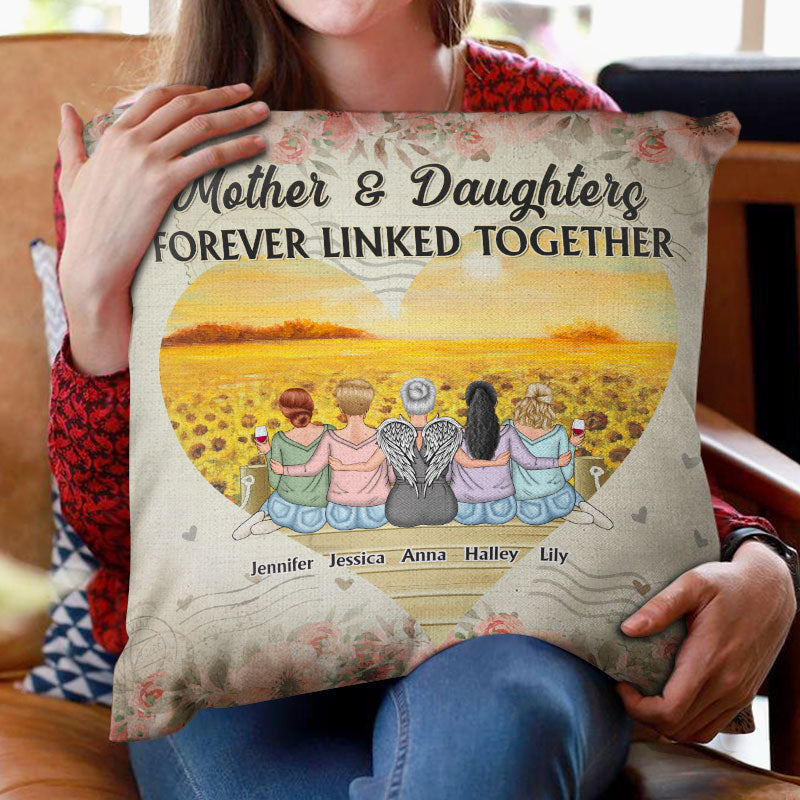 Mother Gift Mother & Daughter Forever Linked Together - Personalized Custom Pillow