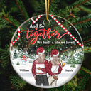 Christmas Couple Home Together We Built A Life We Loved - Personalized Custom Circle Acrylic Ornament