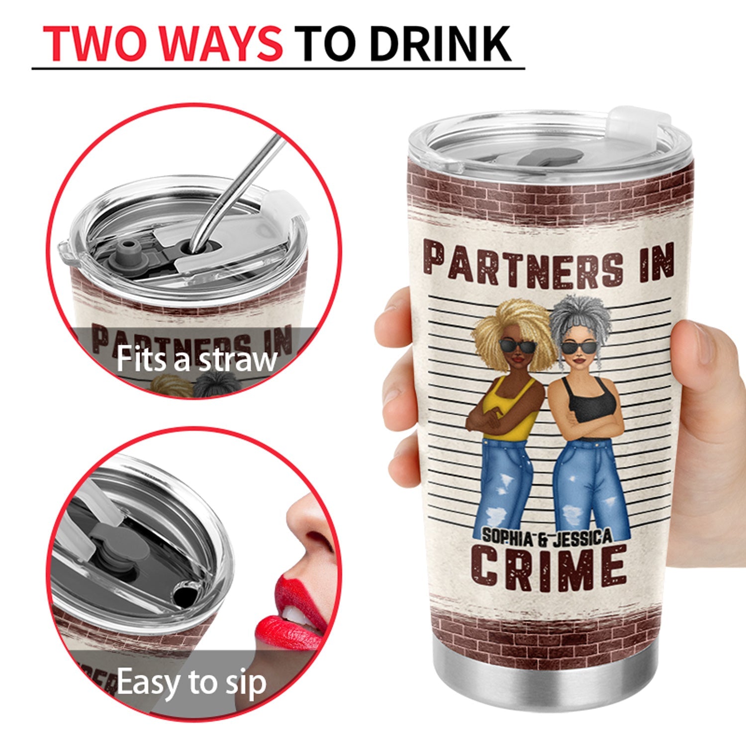 Bestie If We Get Caught Partners In Crime - Personalized Custom Tumbler