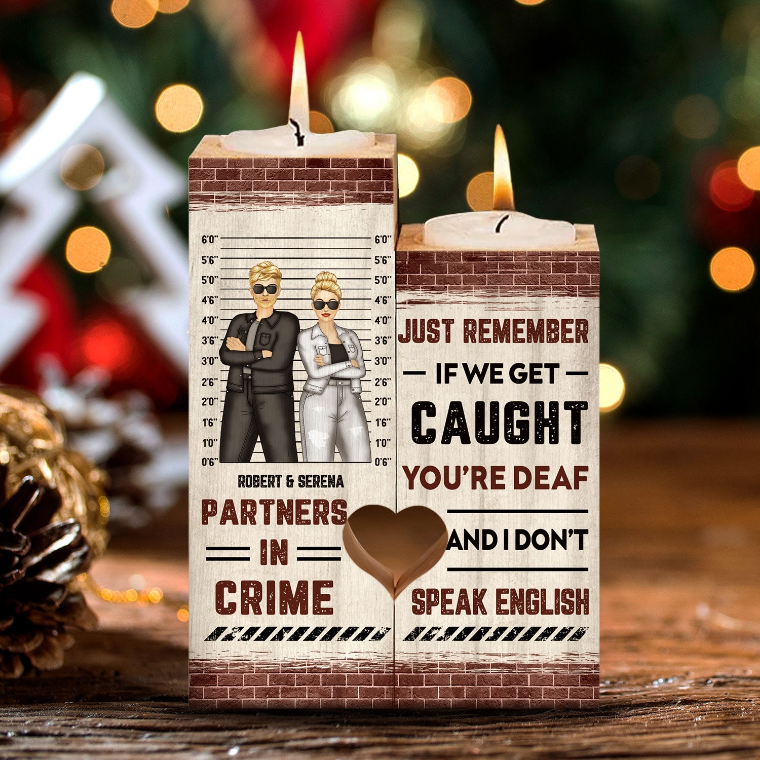 Bestie Sibling Partners In Crime If We Get Caught - Personalized Custom Candle Holder