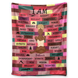 Yoga Girl I Am Bold - Gift For Yourself, Gift For Women - Personalized Fleece Blanket