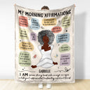 Yoga Girl Morning Affirmations - Gift For Yourself, Gift For Women - Personalized Fleece Blanket