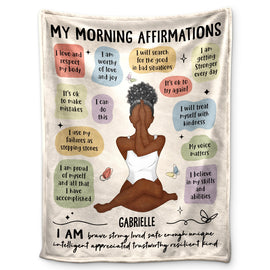 Yoga Girl Morning Affirmations - Gift For Yourself, Gift For Women - Personalized Fleece Blanket