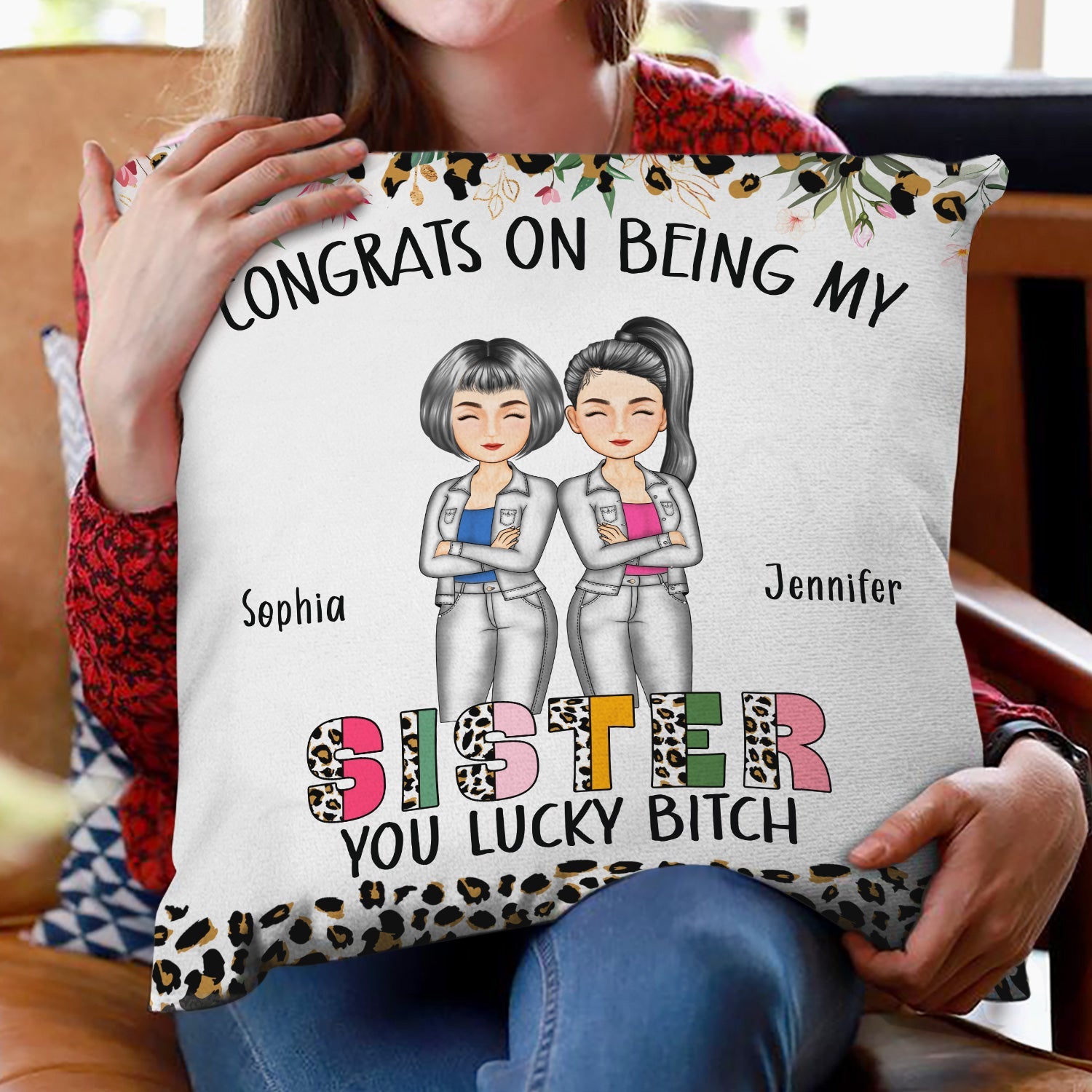 Congrats On Being My Brother Leopard Ver - Gift For Sibling - Personalized Pillow