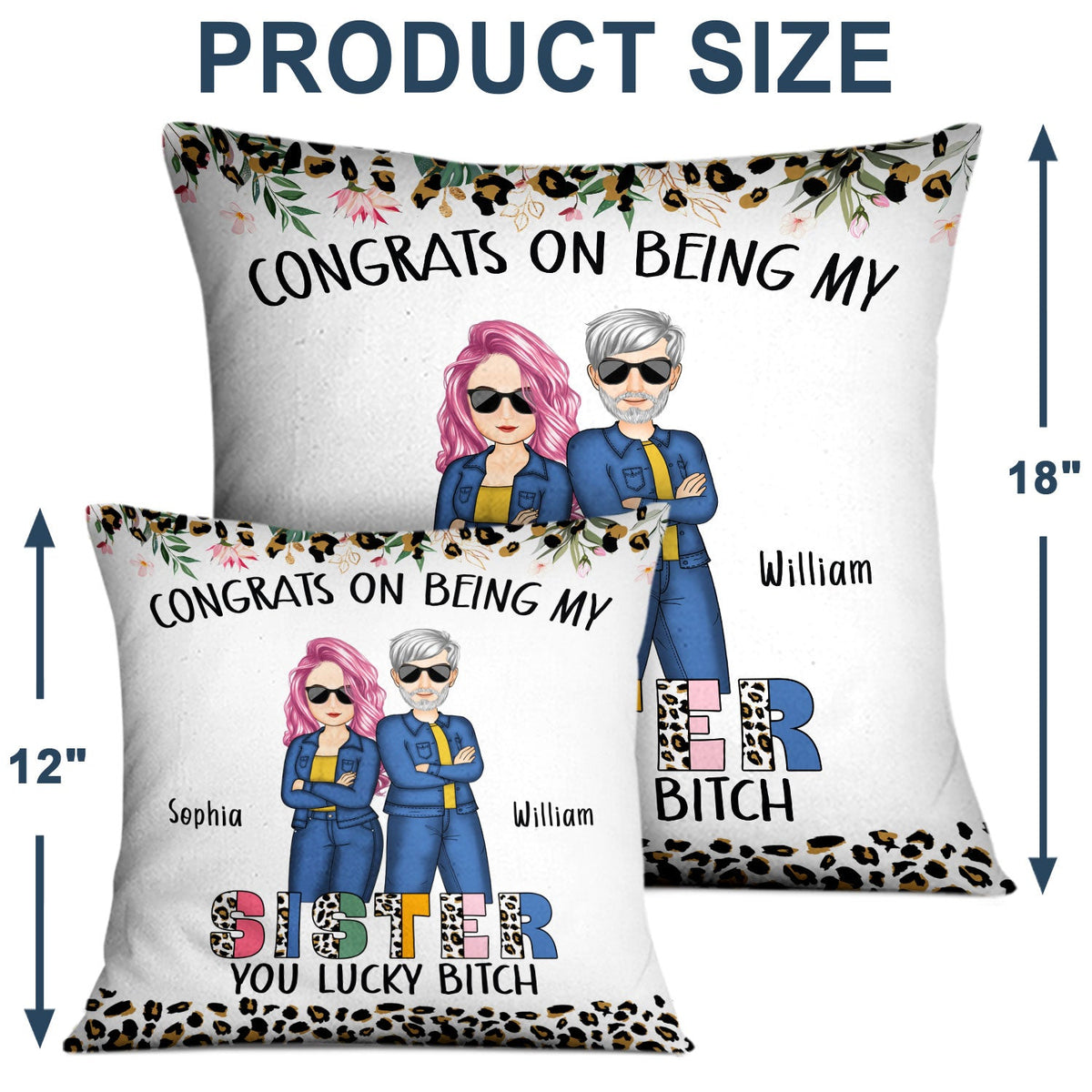 Congrats On Being My Brother Leopard Ver - Gift For Sibling - Personalized Pillow