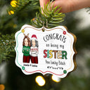 Christmas Flower Congrats On Being My Brother - Gift For Sibling - Personalized Medallion Wooden Ornament