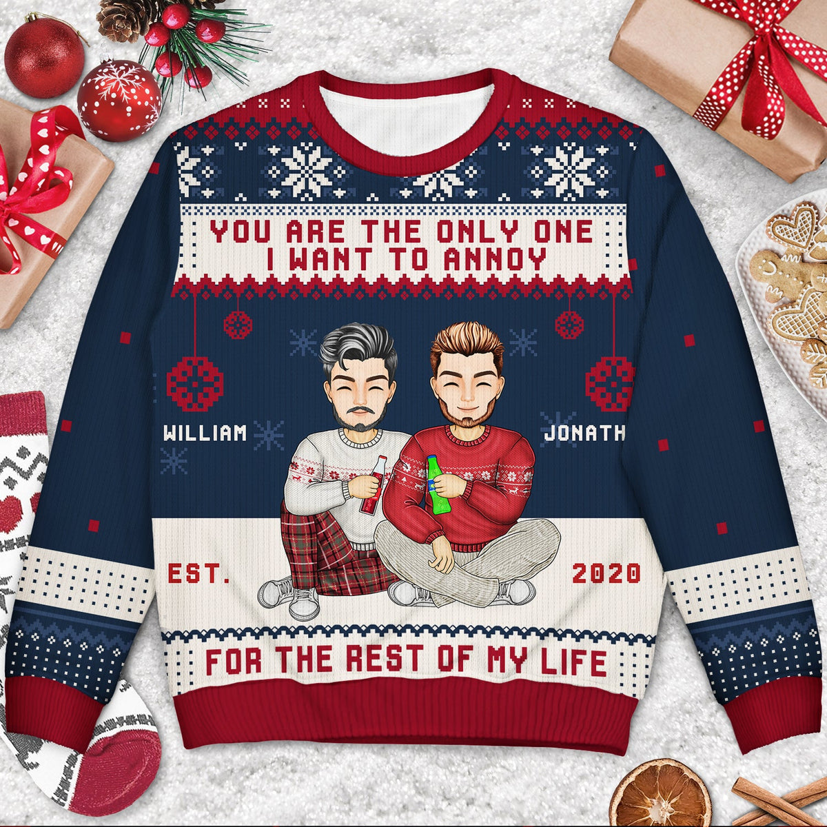 Christmas Couple Only One I Want To Annoy - Gift For Couples - Personalized Unisex Ugly Sweater