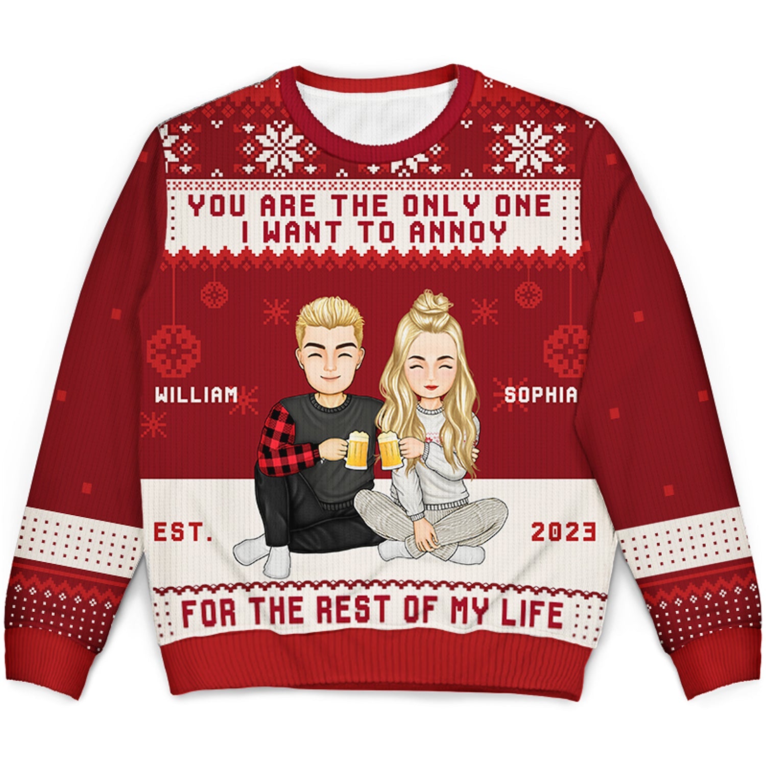 Christmas Couple Only One I Want To Annoy - Gift For Couples - Personalized Unisex Ugly Sweater