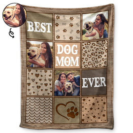 Custom Photo Best Dog Mom Ever - Gift For Pet Lovers - Personalized Fleece Blanket