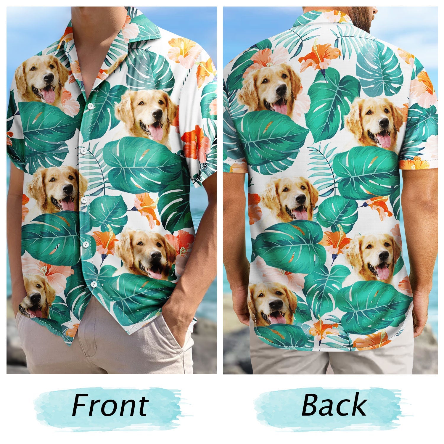 Custom Photo Funny Family Pet Face - Gift For Men, Dog And Cat Lovers - Personalized Custom Hawaiian Shirt