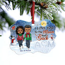 Couple I Love You To The Moon And Back - Christmas Gift For Couple - Personalized Custom Aluminum Ornament