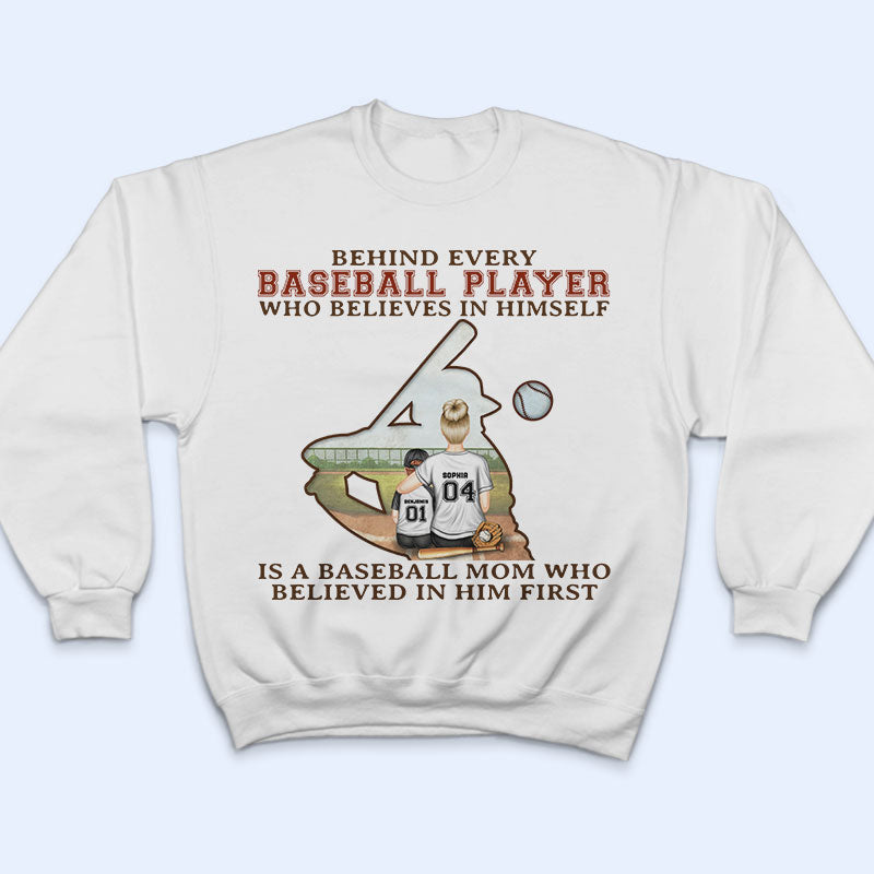 Baseball Mom Behind Every Baseball Player - Mother Gift - Personalized Custom T Shirt