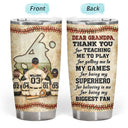 Baseball Dear Dad Thank You For Teaching Me - Father Gift - Personalized Custom Tumbler