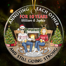 Christmas Family Couple Annoying Each Other For Years - Gift For Couples - Personalized Custom Circle Acrylic Ornament