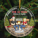 Christmas Family Couple Annoying Each Other For Years - Gift For Couples - Personalized Custom Circle Acrylic Ornament