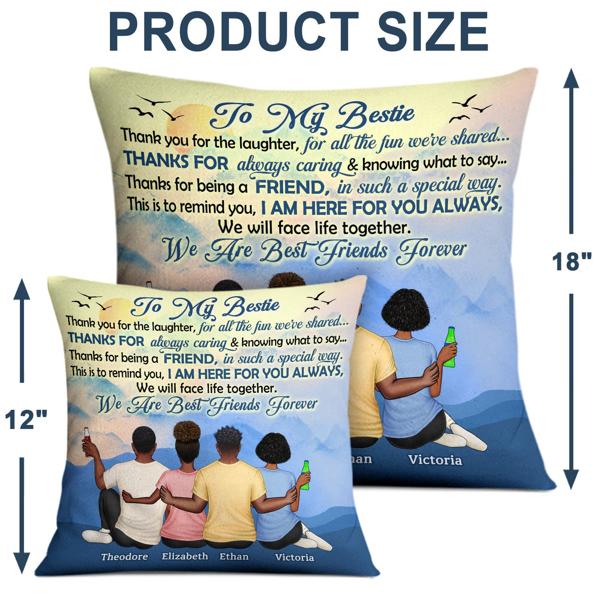 Thank You For The Laughter For All The Fun We Share Besties - Gift For Best Friends - Personalized Custom Pillow