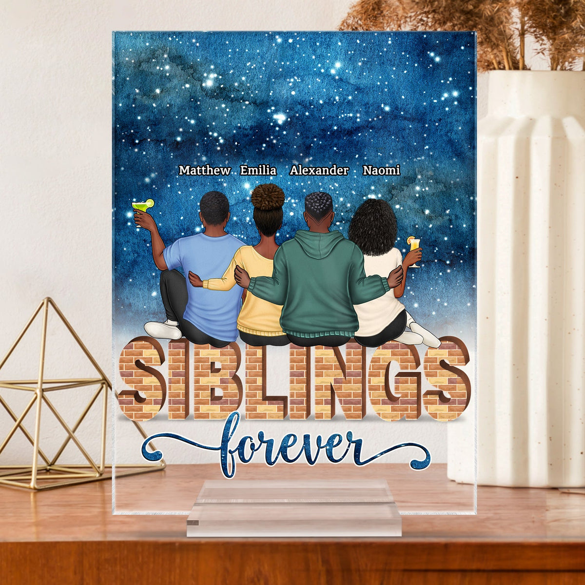 Besties Brothers Sisters Sibling Forever The Greatest - Gift For Family And Friends - Personalized Custom Vertical Rectangle Acrylic Plaque