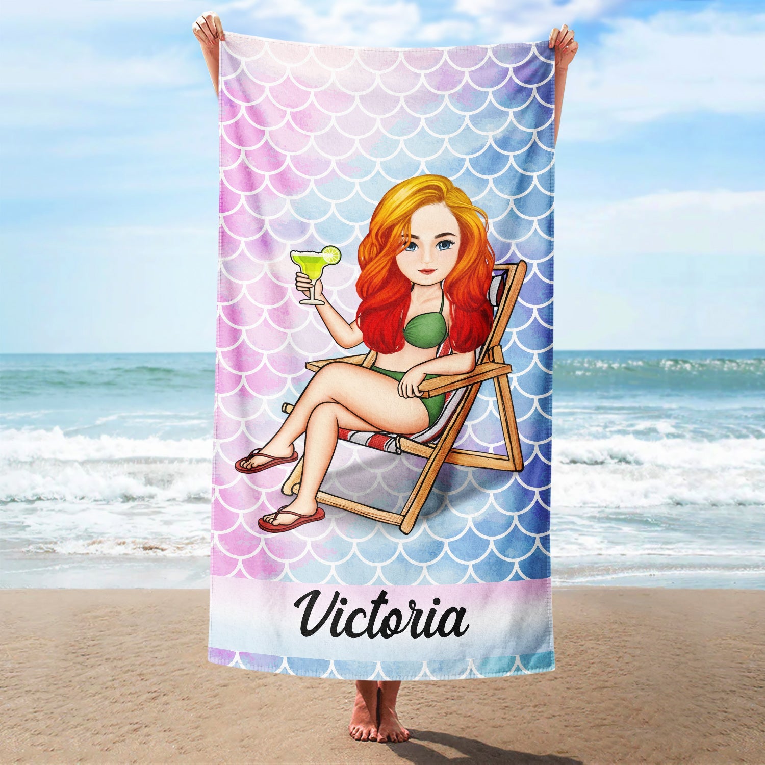 Traveling Beach Poolside Swimming Picnic Vacation Cartoon - Birthday, Funny Gift For Her, Him, Besties, Family - Personalized Custom Beach Towel