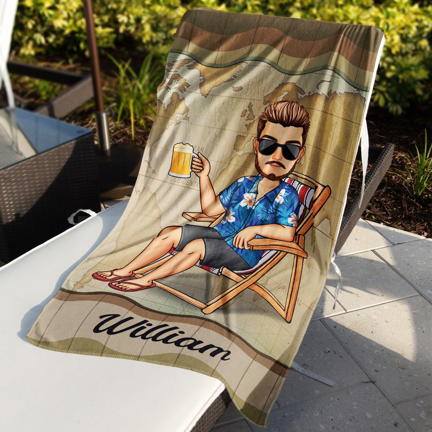 Traveling Beach Poolside Swimming Picnic Vacation Cartoon - Birthday, Funny Gift For Her, Him, Besties, Family - Personalized Custom Beach Towel