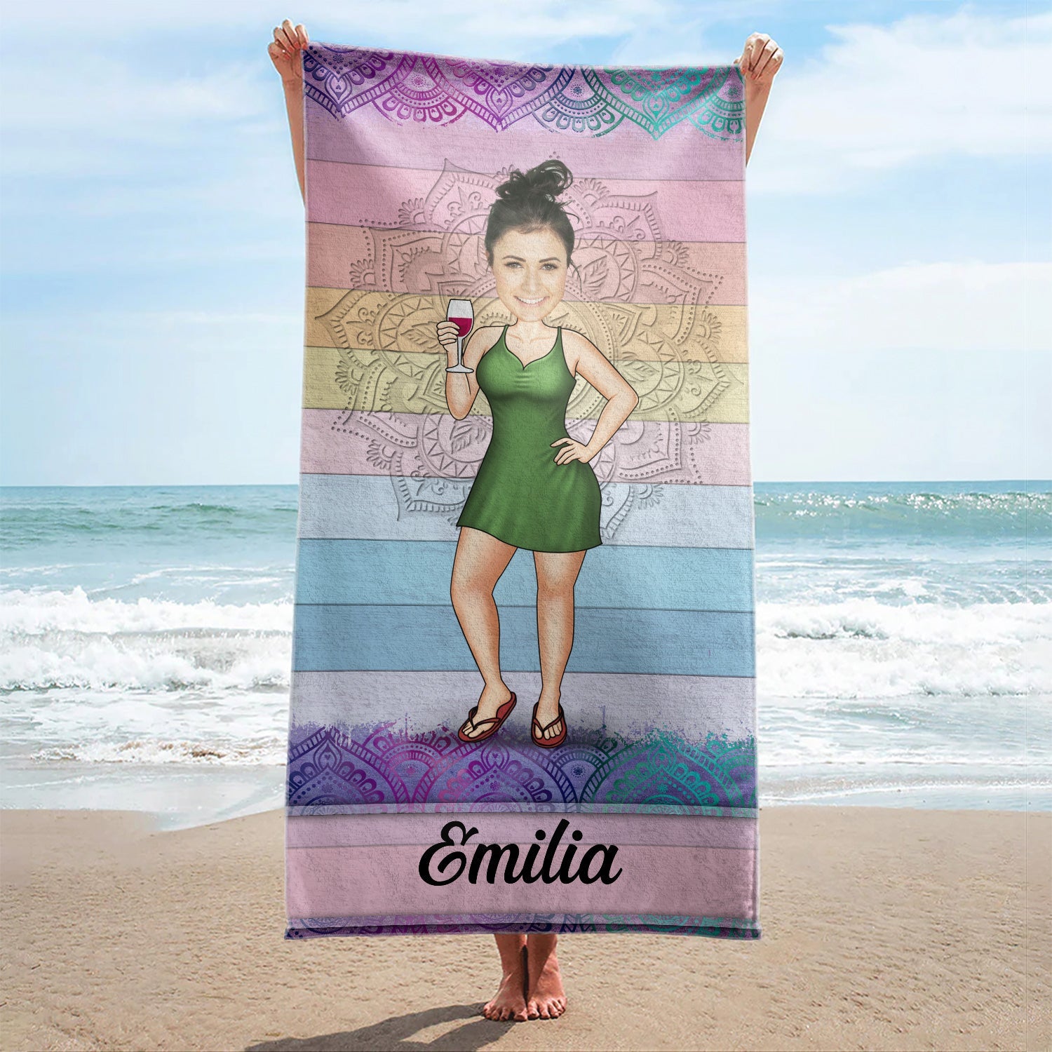 Custom Photo Traveling Beach Poolside Swimming Picnic Vacation - Birthday, Funny Gift For Her, Him, Besties, Family - Personalized Custom Beach Towel