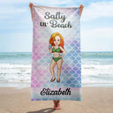 Just A Girl Who Loves Beaches Cartoon Swimming Picnic Vacation Traveling - Birthday, Funny Gift For Her, Him, Besties, Family - Personalized Custom Beach Towel