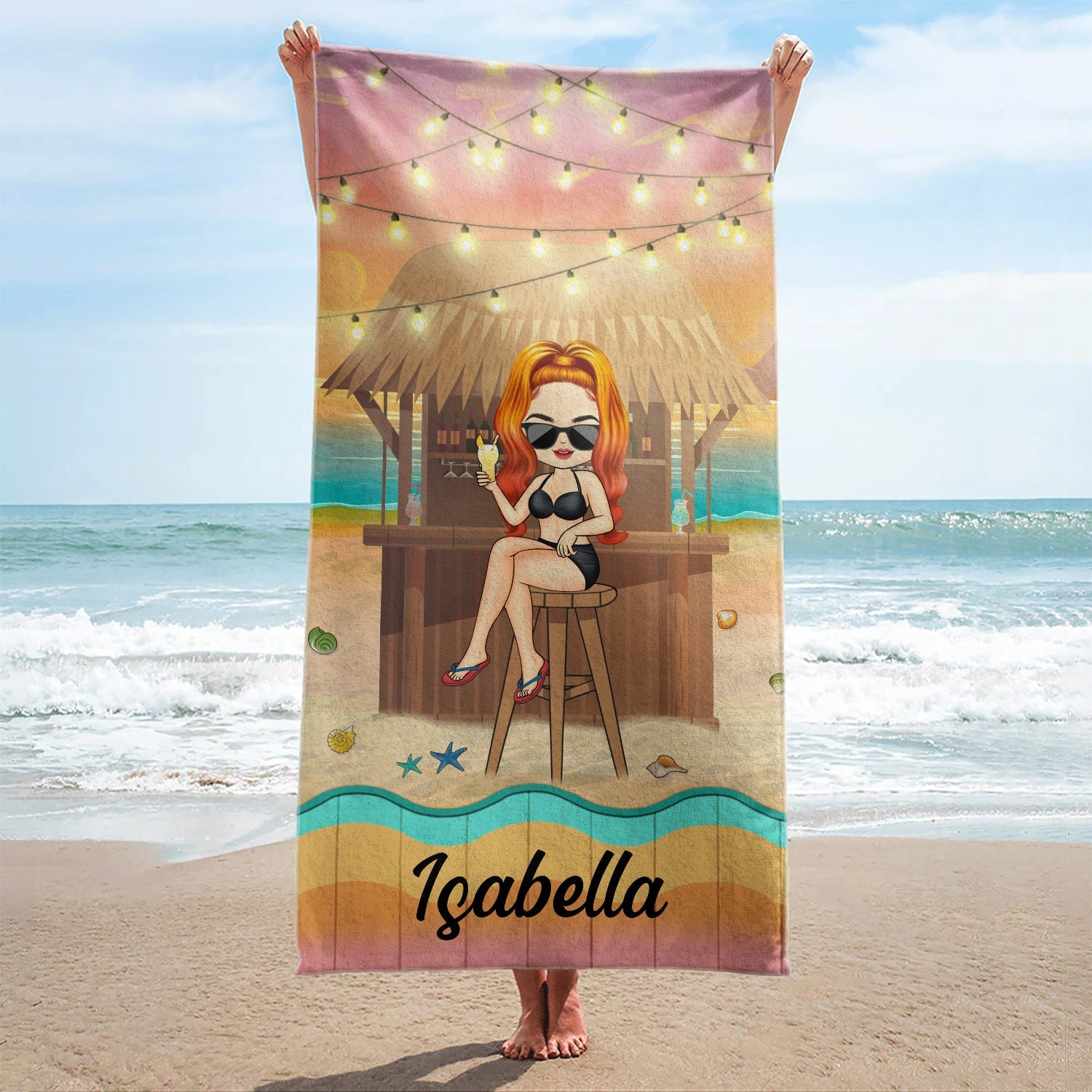 Traveling Beach Bar Poolside Swimming Picnic Vacation - Birthday, Funny Gift For Her, Him, Besties, Family - Personalized Custom Beach Towel