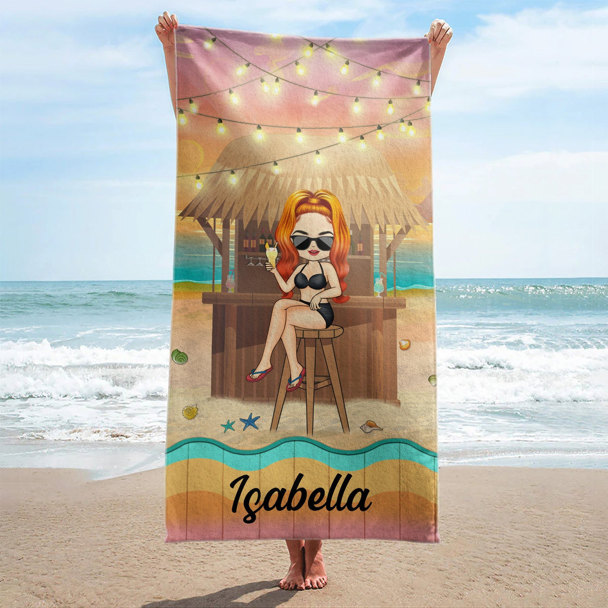 Traveling Beach Bar Poolside Swimming Picnic Vacation - Birthday, Funny Gift For Her, Him, Besties, Family - Personalized Custom Beach Towel