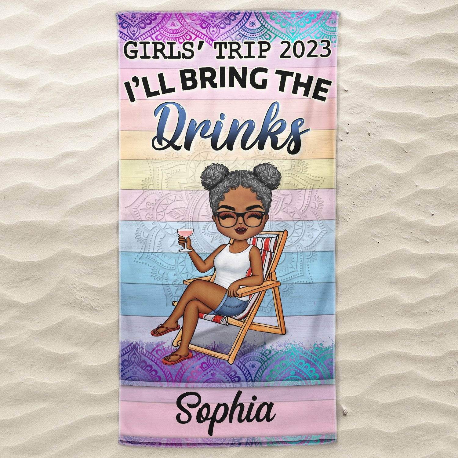 Girls' Trip I'll Bring The Alcohol Beaches Swimming Picnic Vacation Traveling - Birthday, Funny Gift For Her, Besties, Family - Personalized Custom Beach Towel