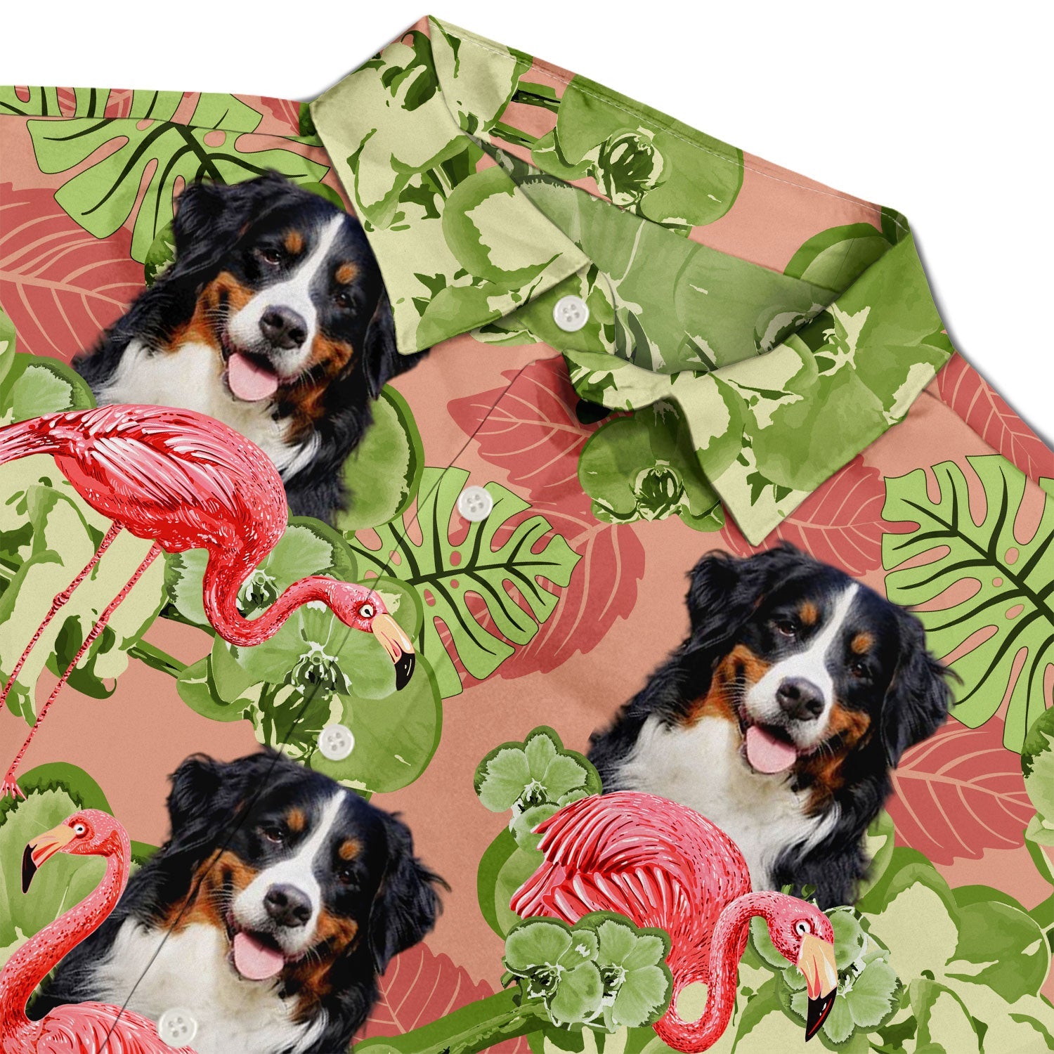 Custom Photo Funny Family Pet Face Flamingo - Gift For Men, Dog And Cat Lovers - Personalized Custom Hawaiian Shirt