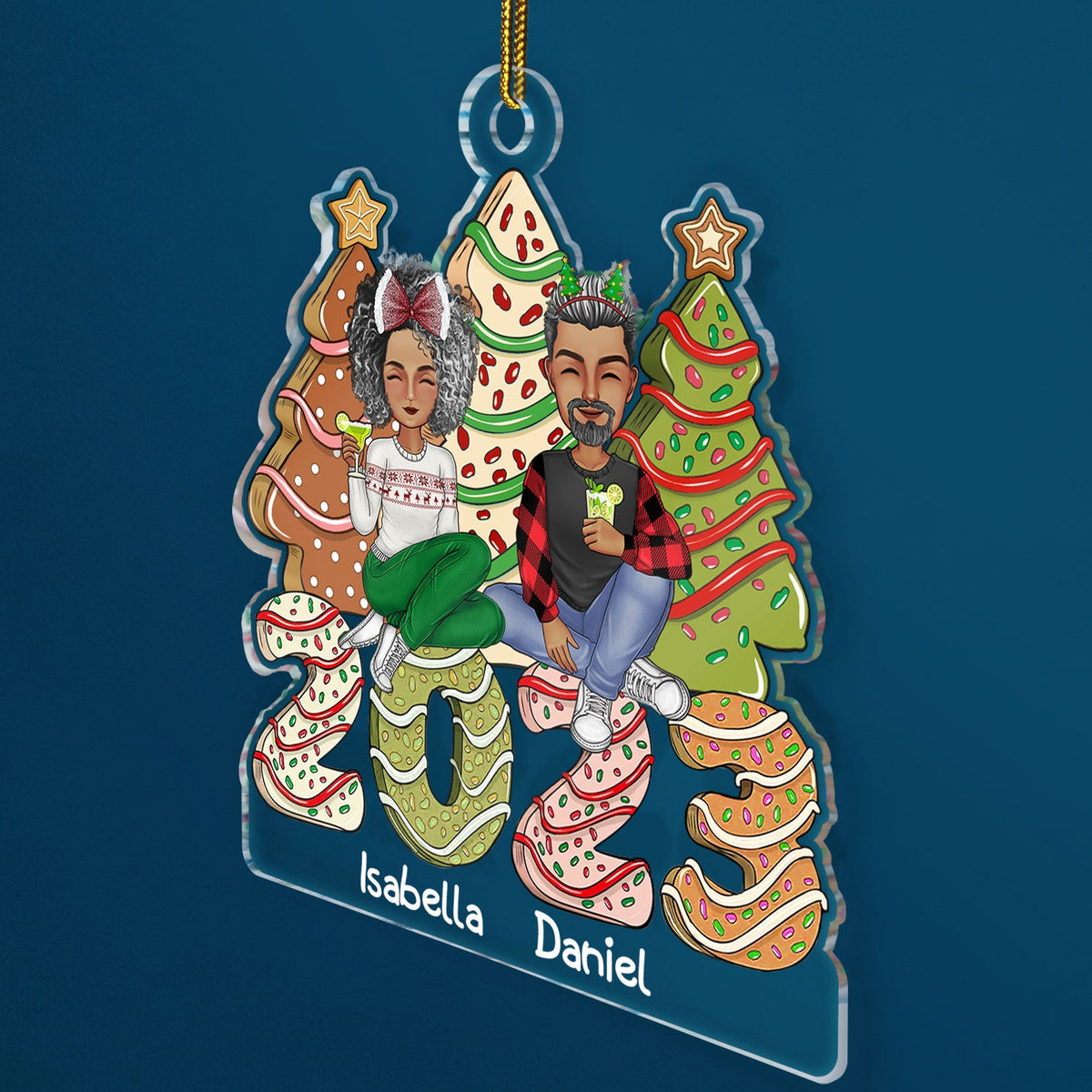 Family 2023 Cake, Cookie Trees - Christmas Gift For Parent, Kid, Baby - Personalized Cutout Acrylic Ornament