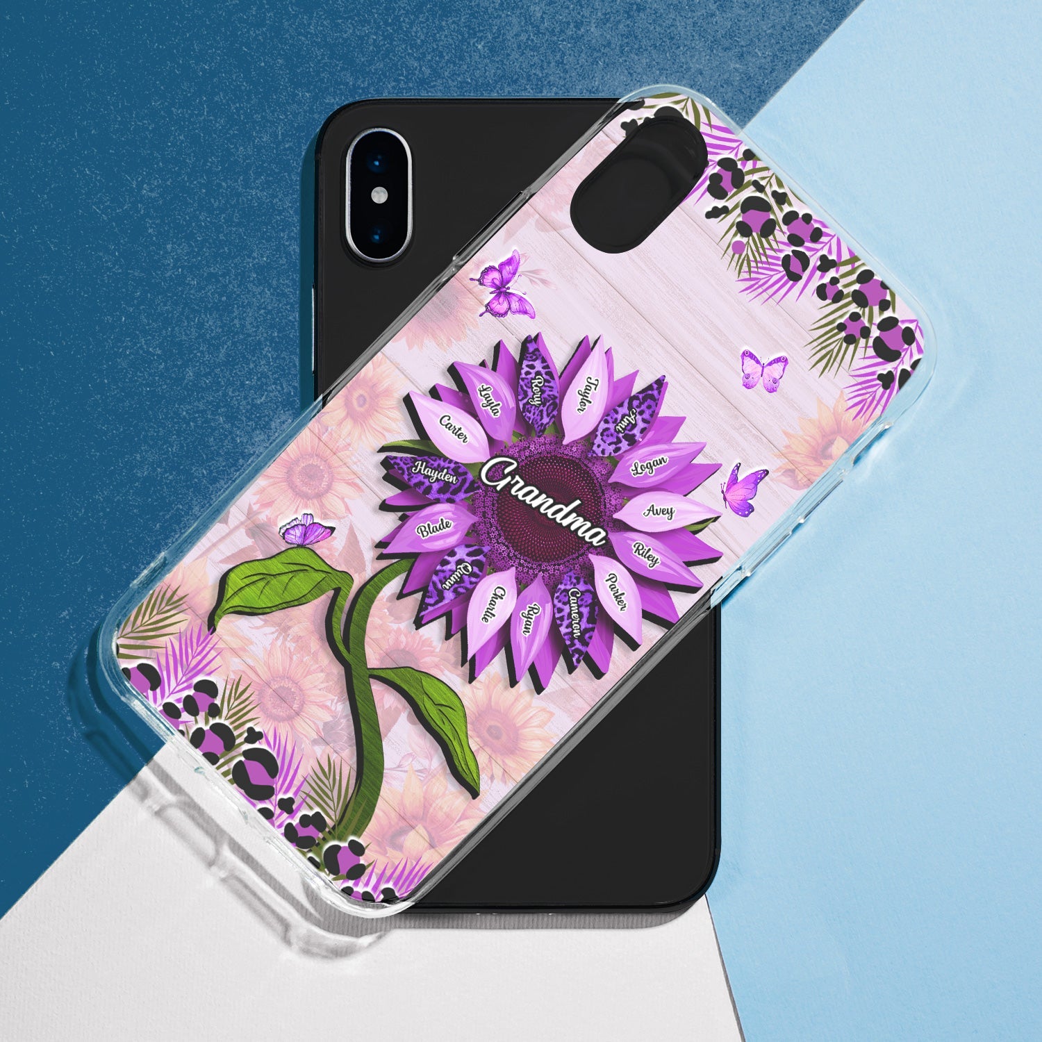 Nana, Mom, Auntie Sunflower - Birthday, Loving Gift For Mother, Grandma, Grandmother - Personalized Clear Phone Case