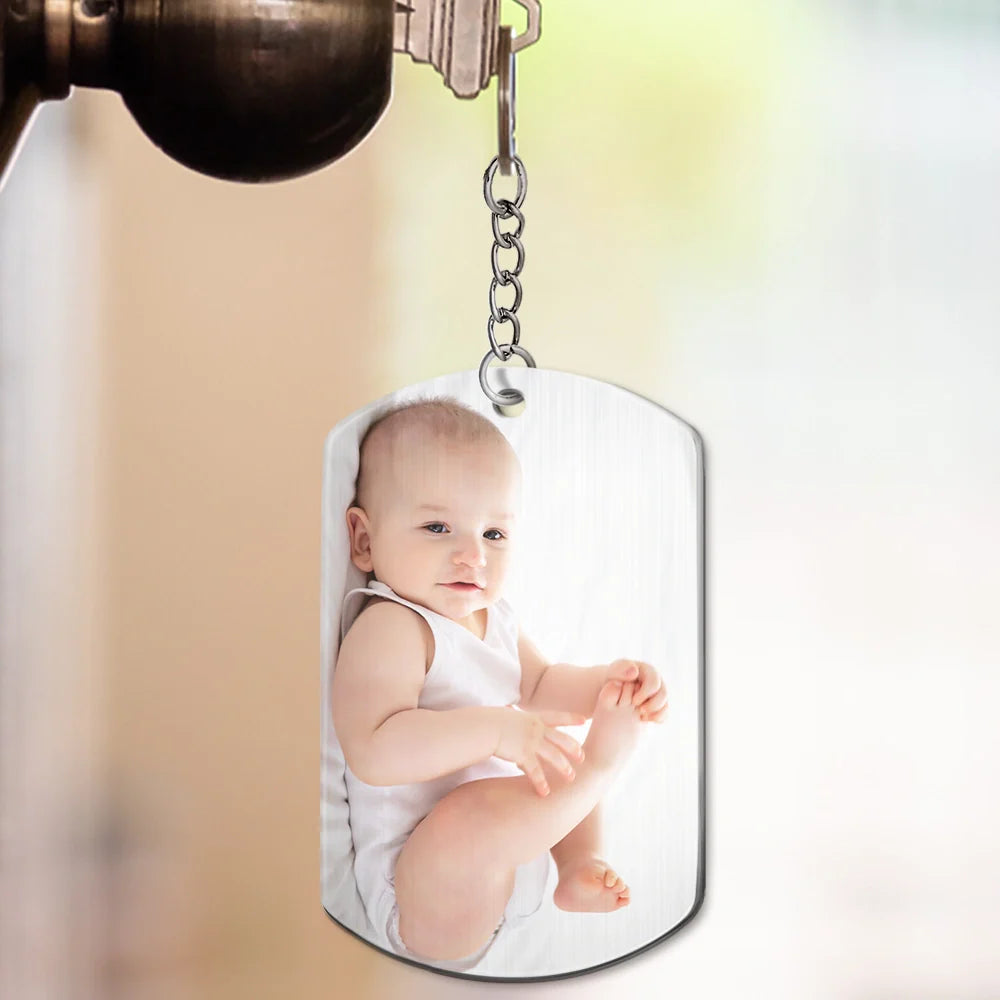 Custom Photo The Moment You Became My Mommy - Personalized Aluminum Keychain