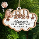 Custom Photo Baby's First Christmas 2024 - Personalized 2-Layered Wooden Ornament