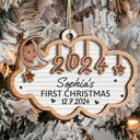 Custom Photo Baby's First Christmas 2024 - Personalized 2-Layered Wooden Ornament