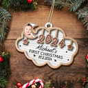 Custom Photo Baby's First Christmas 2024 - Personalized 2-Layered Wooden Ornament